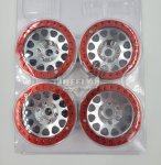 Thunder Innovation 1.9IN Alu. Beadlock Wheels Silver red 4PCS