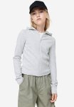Ribbed Zip-through Hoodie - Grey