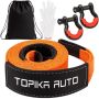 Auto 9M 15TON Tow Strap Heavy Duty With D-ring Shackles Recovery Rope