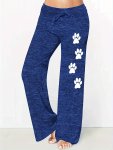 Dog Paw Print Loose Pants Casual Drawstring Comfy Pants Women's Clothing