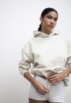 Drawstring-hem Hoodie - Cream Marl