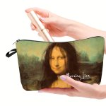 Mona Lisa Print Makeup Bag Lightweight Zipper Toiletry Wash Bag Fashionable Pouch Gift For Women