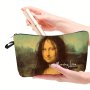 Mona Lisa Print Makeup Bag Lightweight Zipper Toiletry Wash Bag Fashionable Pouch Gift For Women