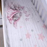 Cot Fitted Sheet Pink Starry Tatty Teddy Sleeping