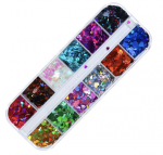 Inclusion Set 12PCS Colorful Mixed Heart Sequins