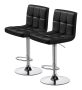 Of 2 Adjustable Pu Leather Swivel Bar Stools With Backrest - Black