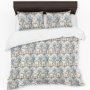 Off White And Soft Blue Duvet Cover Set Double