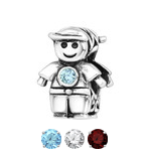 C37-C9519 - 925 Sterling Silver Boy European Charm Bead - Swiss Dark Blue