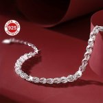 1PCS Elegant 925 Sterling Silver Glamorous Link Chain Wrist Accessory - Handcrafted Luxurious No Plating Fine Jewelry For Women 