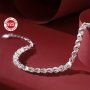 1PCS Elegant 925 Sterling Silver Glamorous Link Chain Wrist Accessory - Handcrafted Luxurious No Plating Fine Jewelry For Women And Men