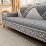 1PC Waffle Quilting Anti-slip Sofa Cover With Snowflake Lace Decor Couch Cover Blanket