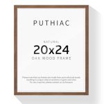 Puthiac 20X24 Solid Oak Wood Picture Frame No Mat Wall Display Only Vertical Or Horizontal Plexi Front 1 Pack Walnut