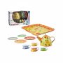 Colourful Tinplate Tea Set With Teapot Cups Saucers & Serving Tray