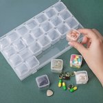 1 Set 28 56-GRID Diamond Painting Tool Diamond Bead Jewelry Storage Box Nail Art Accessories Storage Box Transparent Plastic Fin