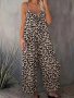 Leopard Print Wide Leg Jumpsuit Elegant Sleeveless Jumpsuit For Spring & Summer Women's Clothing