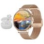 Fashion Smartwatch For Women Set Bluetooth Earphones 1.39 HD Rose Gold