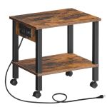 Hoobro 2-TIER Printer Stand With Charging Station Under Desk Printer Table Printer Cart With Storage Shelves Shelf For Small Spa