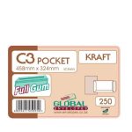 Global C3 458 324 Kraft Gum Envelopes 250BX