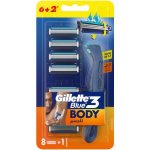 Gillette Blue 3 Body Razor 1 Handle + 8 Cartridges