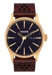 Nixon Sentry Leather Mens Watch - Gold Indigo