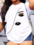 Plus Size Graphic Print T-Shirt Short Sleeve Crew Neck Casual Top For Summer & Spring Women's Plus Size Clothing
