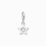 Charm Pendant - Star With White Stones And White Cold Enamel Silver
