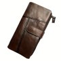 Vintage Men's Genuine Leather Long Wallet Clutch Zipper Wallet Rfid Blocking Card Holder With Coin Purse