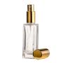 30ML Clear Glass Square Base Perfume Bottle With Gold Spray & Gold Cap 18/410