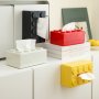 Solid Color Plastic Napkin Dispenser Box Creative Building Block Tissue Holder Multifunctional Home Dining Table Storage Organizer For Thanksgiving - Wall-Mounted No Drilling Required