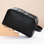 Synthetic Leather Toiletry Bag Washing Shower Makeup Organizer Retro Wristlet Handbag Portable Cosmetic Case