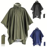 1PC Versatile And Portable Raincoat 3-IN-1 Polyester Silvery Coated Raincoat Windproof Waterproof Dustproof Solid Color Raincoat
