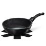 24CM Marble Coating Deep Fry Pan With 2 Mouths - Black Rose