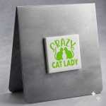 Crazy Cat Lady Magnet Green On White