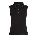 Boucl Detail Polo Shirt -black