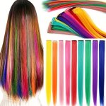 9PCS SET Colorful Hair Extension Clips Straight Hair Multicolor Synthetic Hair Extensions Accessories Women Gift Party Highlight