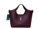 Elegant Whipstitch Accented Handbag- Red