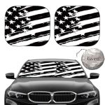 Gven Windshield Sun Shade For Car 2-PIECE Foldable Sunshade For Front Windows Blocks Uv Rays Automotive Interior Sun Protection
