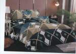 Smte Bedspread Set 5 Piece Microfiber F14 D4- Blue & Brown Queen With Keychain