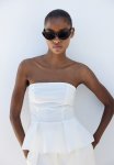 Peplum Bandeau Top - White