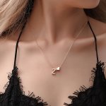 English Letter Heart Decor Clavicle Chain Charm Pendant Necklace Elegant Name Necklace Jewelry Gift