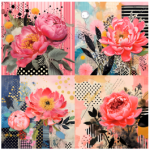 Tear Resistant Deco Print Abstract Peonies