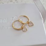 Amber Gold Plated Cz Heart Hoop Earrings 5X6MM 12MM Hoops