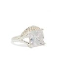 Silver Square Pav Set Cubic Zirconia Ring - M l
