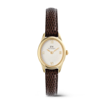 Ophelia MINI Dark Brown Lizard White Guilloch Gold Watch