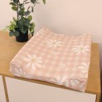 Boho Checkered Daisy Terracotta Pink Baby Changing Mat Cover Floral
