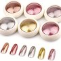 Chrome Nail Powder 6 Jars Rose Gold Mirror Effect Manicure Pigment Glitter Dust For Salon Home Diy Nail Art Deco With 6 Eyeshadow Applicators