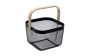 Vegetable Wire Basket With Wooden Handle - Black