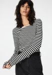 Long-sleeved Jersey Top - Black striped