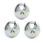 Smte 3 X Padlock Diskus Type 70MM Pad Lock With Keychain