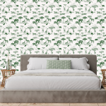 GREE N Safari Toile Wallpaper - 1.2M Wide X 3M High Non-adhesive Requires Wallpaper Glue